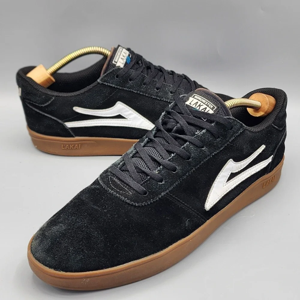 Lakai Manchester XLK Skate Shoes Sz 12 Black Suede White Gum Sole MS120-0200-B00